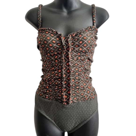 Intimately By Free People Tops - INTIMATELY FREE PEOPLE Dark Floral Ruched Bodysuit Whimsigoth Fairy Grunge Sz M